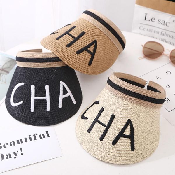 

wide brim hats ladies empty hat summer street sports tennis baseball cap japanese and korean style wild beach sunscreen straw, Blue;gray