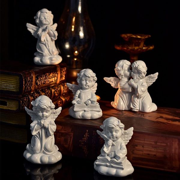 

decorative objects & figurines resin angel garden figure unique winged statue home decoration napping angle sculpture desktop