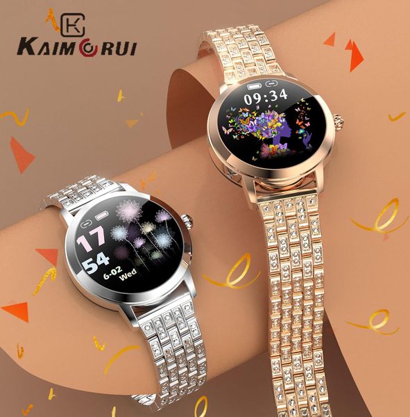 

2021 lovely smart watch for women ip68 waterproof heart rate bp message reminder lw10 smartwatch connect for xiaomi android iosg, Slivery;brown
