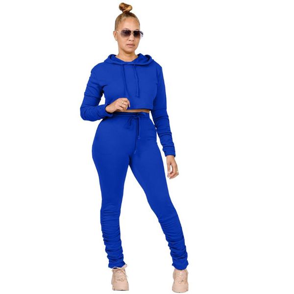 

hoodie sweatsuit with pleated pocket insert women's two piece pants, White