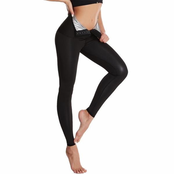 

size upgrade women thermo body shaper slimming pants weight loss waist trainer fat burning sweat sauna capris leggings shapers 210810, Black;white