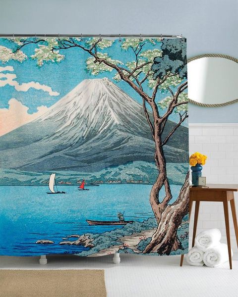 

shower curtains lake mountain curtain bathroom decoration