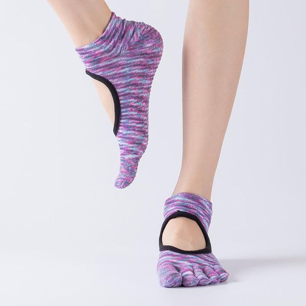 

sports socks 1 pair women yoga quick-dry anti slip silicone gym pilates ballet fitness sport cotton breathable elasticity, Black