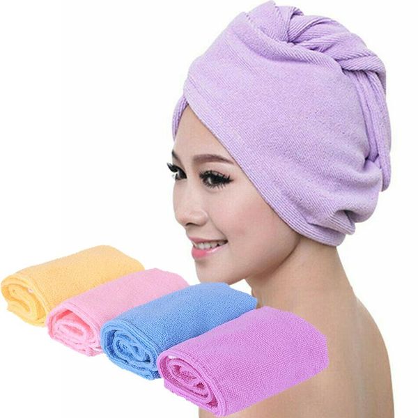 

shower caps girl's hair drying hat cap quick-dry towel bath microfiber solid super absorption turban towels