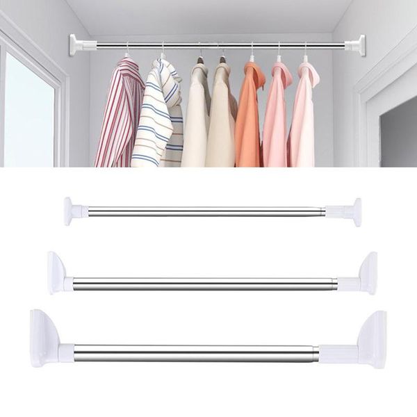 

multifunctional extendable spring tension curtain rod adjustable pole steel shower curtains
