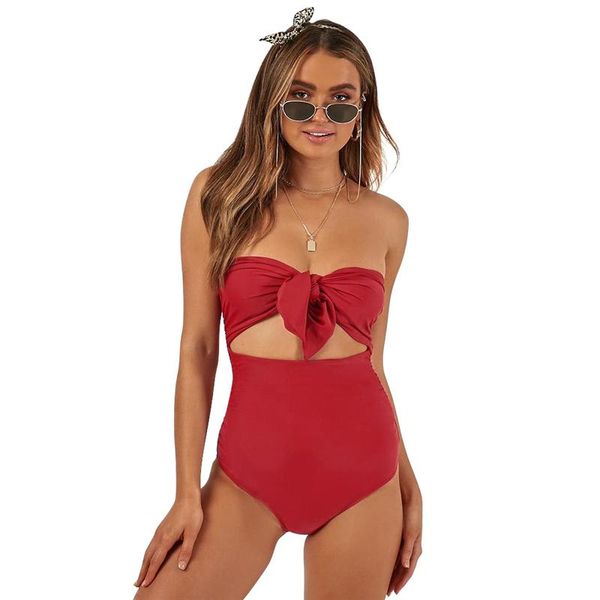 

one-piece suits one piece swimsuit women bikini push up swimwear female backless bodysuit beach wear bathing suit knotted tube biqu