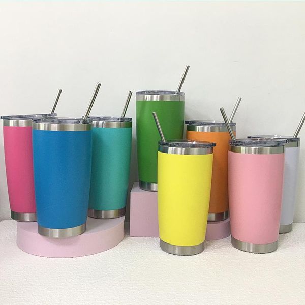 

water bottles 7pcs/lot 20oz tumbler with stainless steel straw seal lid coffee mug double wall bottle vacuum insulated for father gift