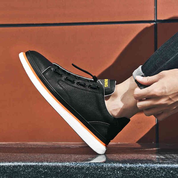 

dress shoes summer men casual solid color white sneakers comfort breathable men's trainers trend flats board shoe 54md, Black