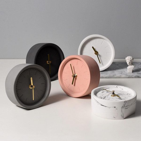 

desk & table clocks nordic ins home decoration ornaments cement clock concrete round relogio de mesa