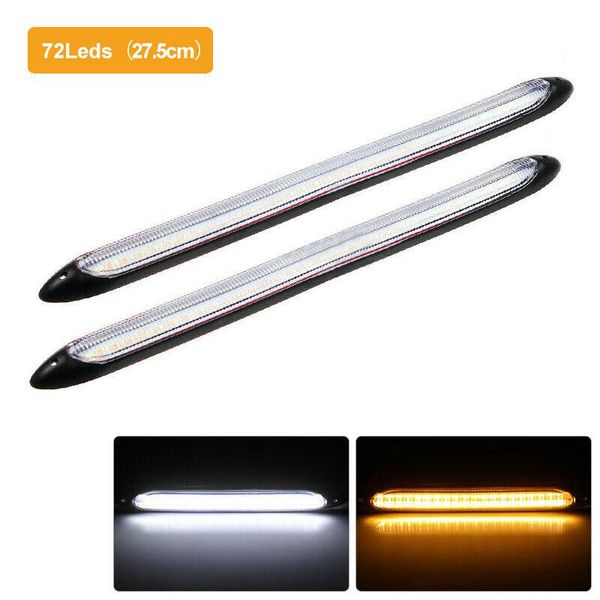 

emergency lights 2pcs car daytime running light led white drl amber turn signal front fog lamp brand pure & yellow