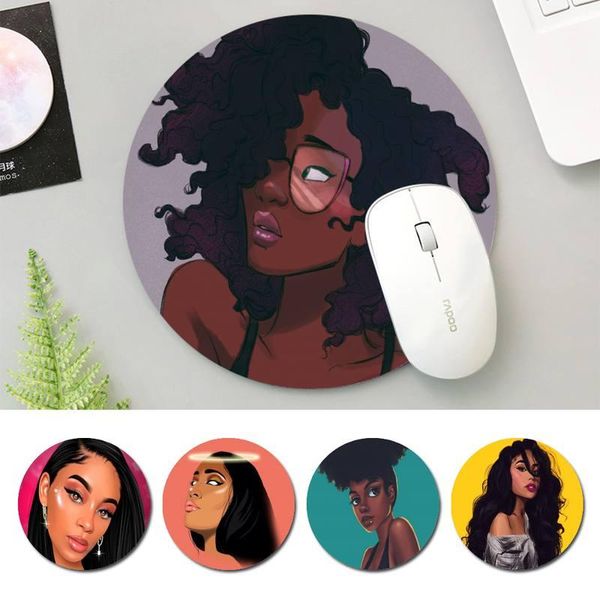 

mouse pads & wrist rests sale black women girls art mat round family lapgamer rubber mousepad desk gaming cup