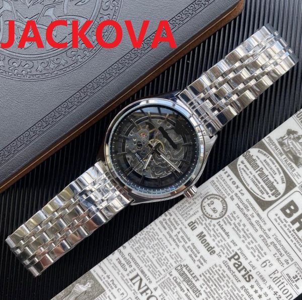 Orologi meccanici automatici da uomo con scheletro cavo 41mm Orologio da uomo in acciaio inossidabile pregiato di fascia alta Orologio con zaffiro a carica automatica con funzione completa Orologio di lusso dal lunedì alla domenica