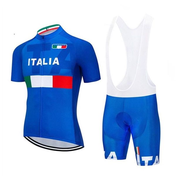 

racing sets 2021 italia cycling clothing shirt sleeve sport quick dry men bicycle summer jersey gel bike shorts speedsuit, Black;blue