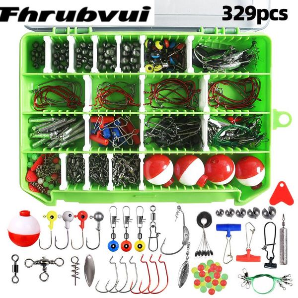 

fishing accessories 329pcs/box tackles box tool kit set with hooks snap sinker weight for carp bait lure ice winter accessoires