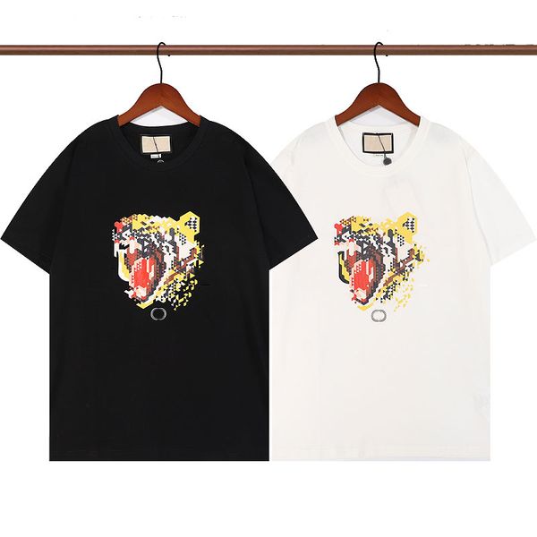 

2022 men women summer o neck casual t-shirts collar white black funny printed tees short sleeve