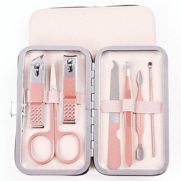 

nail art kits 7pcs/set professional manicure set stainless steel clippers kit with travel case beauty makeup tools