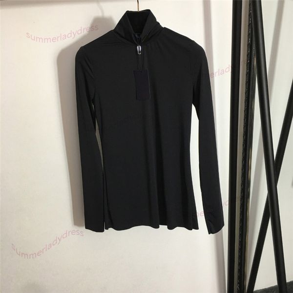 

thin cotton bottoming shirt long sleeves t shirts simple style triangle badge tees autumn soft tight pullover, White