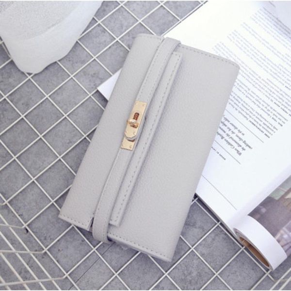 

women wallets fashion lychee pattern lady's handbag style multi card lock long wallet in summer of 2021 purse, White