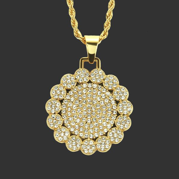 

amulet neck pendants hip hop rap fashion brand necklace with diamond sunflower cool men's pendant jewelry, Silver