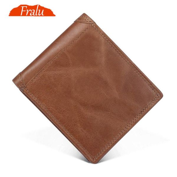 

wallets fralu brand short men's wallet genuine leather qualitty purse for male coin, Red;black