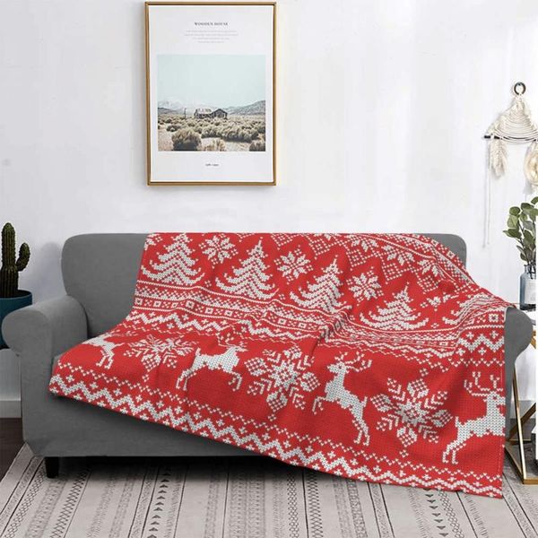 

blankets red christmas knit snowflake blanket velvet all season cold artistic multifunction soft throw for bed car bedspreads