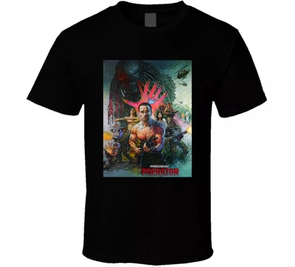 

predator arnold schwarzenegger movie original fan t shirt, White;black