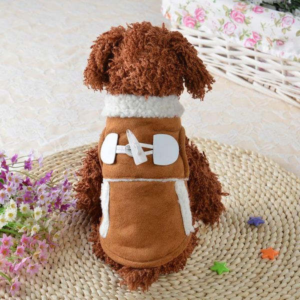 

dog apparel pink/coffee pet cat clothes winter jackets suit warm fleece vest velet small coat clothing coats pets supplies
