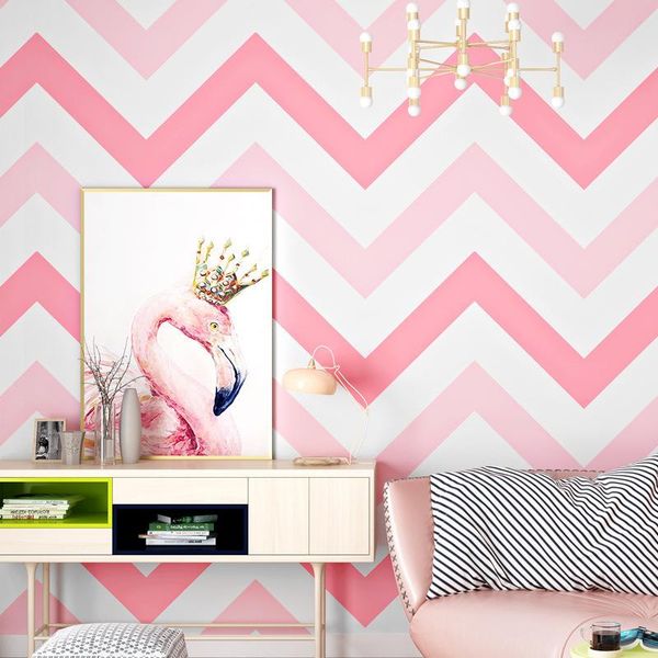 

wallpapers nordic style wallpaper ins tv background wall pink children's room female bedroom living modern simple
