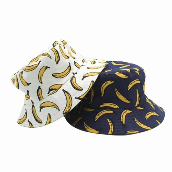 

cloches fisherman's cap men and women double-sided wearing banana printing sunscreen visor collapsible hip hop harajuku