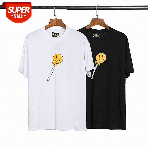 

drew smiley lollipop justin bieber male and female couples with the same fog high street trend loose short-sleeved t-shirt #gh5o, White;black