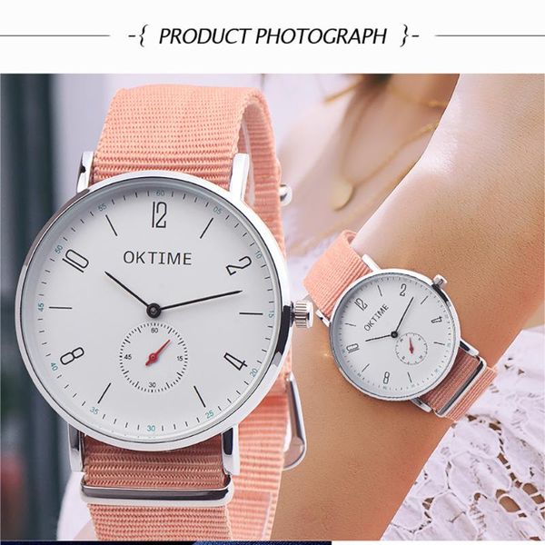 

wristwatches women watches men nylon strap ladies watch male fashion minimalist quartz cloth band clock relogio feminino, Slivery;brown
