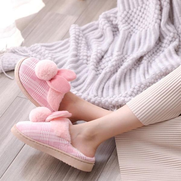 

slippers ladies warm non-slip indoor bedroom couple 2021, Black