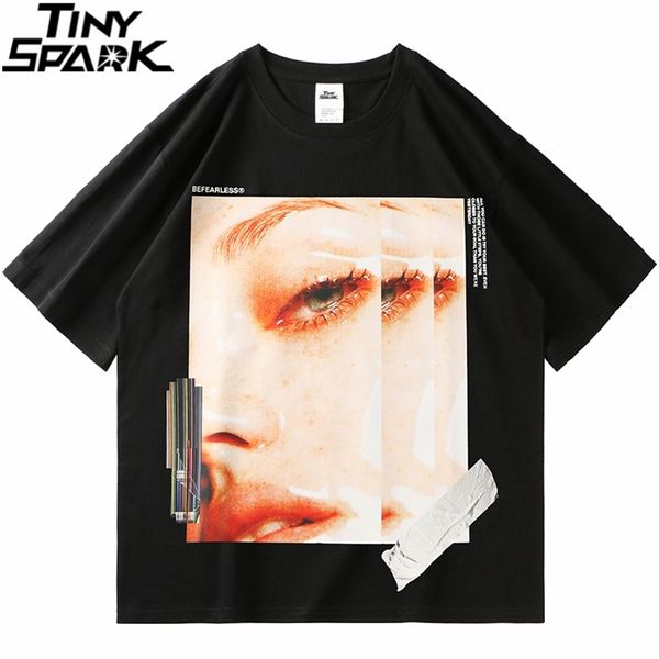 

hip hop graphic letter print t shirt streetwear harajuku cotton t- men spring summer short sleeve tshirt black 210721, White;black
