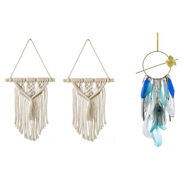 

decorative objects & figurines 2pcs bohemian tassels dream catcher tapestry with handmade creative wall decorations 60cm