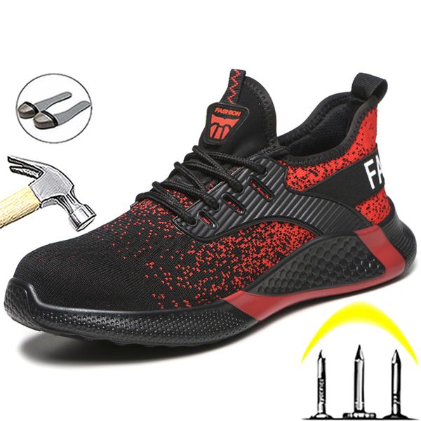 

fashion work safety boots men shoes sneakers breathable anti-smashing with steel toe cap work boots indestructible sneakers