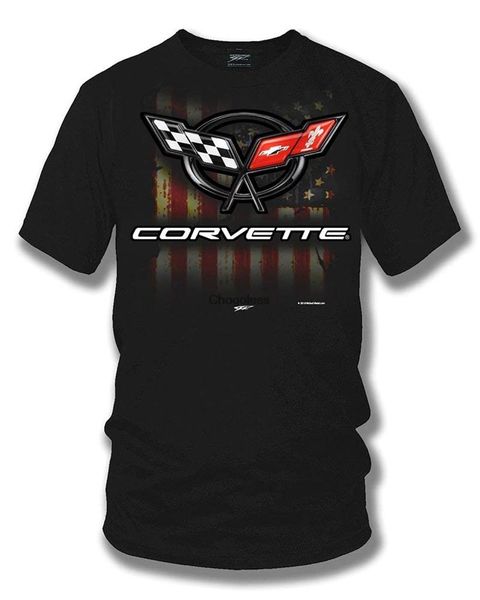 

men's t-shirts corvette c5 logo american flag shirt -, White;black