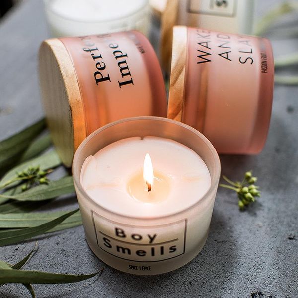 

candle jars with lid decorative aromatic candles glass jar wooden cover gift for him her wedding decor