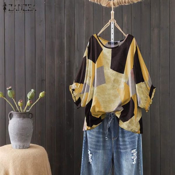 

women summer blouse casual loose vintage printed stylish chemise short puff sleeve holiday tee shirt o-neck plus size women's blouses &, White