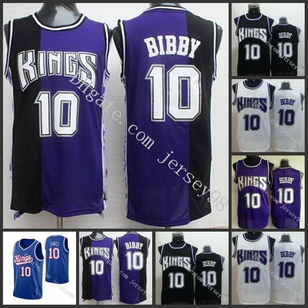 

sacramento kings black #10 mike bibby ja mes retro basketball jersey