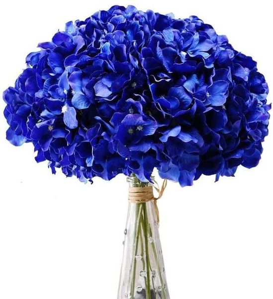 

decorative flowers & wreaths 10pcs royal blue silk hydrangea heads with stems artificial for wedding home decor