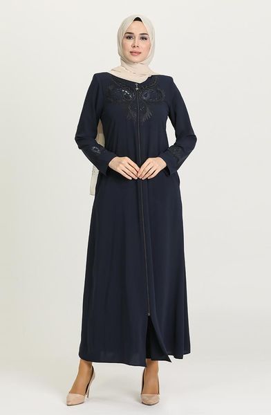 

minahill embroidered zipper ferace 3002-04 navy ethnic clothing, Red