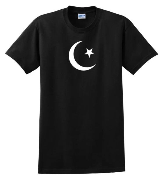 

islamic moon star muslim symbol shirt shirt faith religious black white s-5xl, White;black