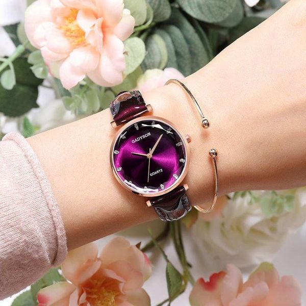 

fashion 2021 watches women quartz watch luxury bracelet flower gemstone wristwatch casual valentine gift wristwatches, Slivery;brown