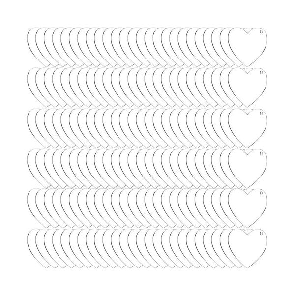 

hooks & rails 150 pcs heart shape acrylic keychain blanks 2 inch clear discs ornaments transparent for diy crafts