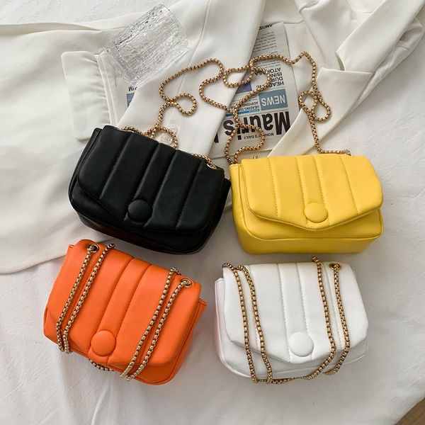

shoulder bags vintage women lines embossing pu leather solid color crossbody messenger casual ladies chain mini handbags purse