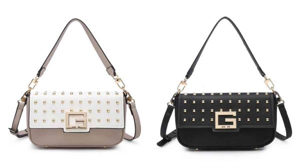 

gu & ess women's bag messenger single shoulder bag rivet, Red;black