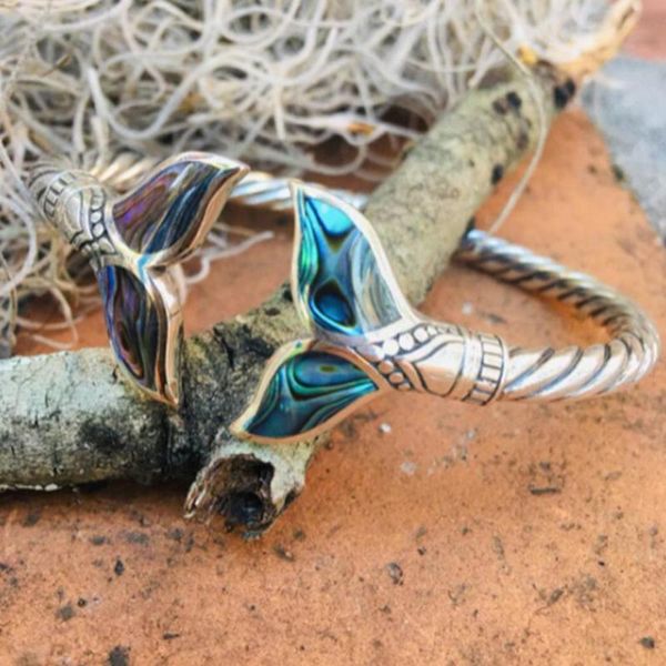 

tennis abalone shell and mermaid tail bangle bracelet adjustable open gift beach chain for women jewelry girls trendy creative han g6y6, Golden;silver