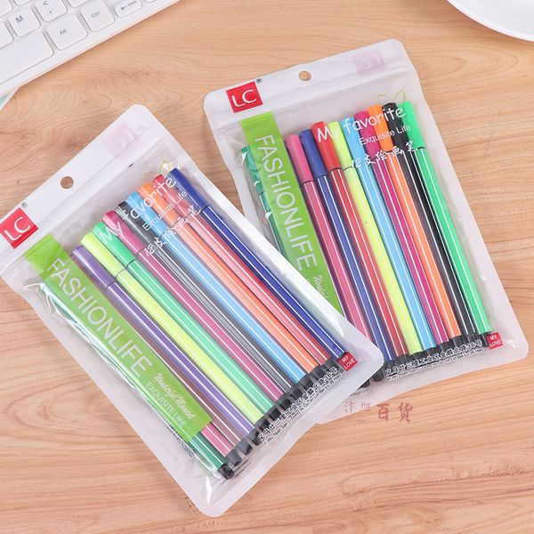 

painting pens children's tools 12 water pen 12 color brush stationery gift box art suppli painting set, Black;red