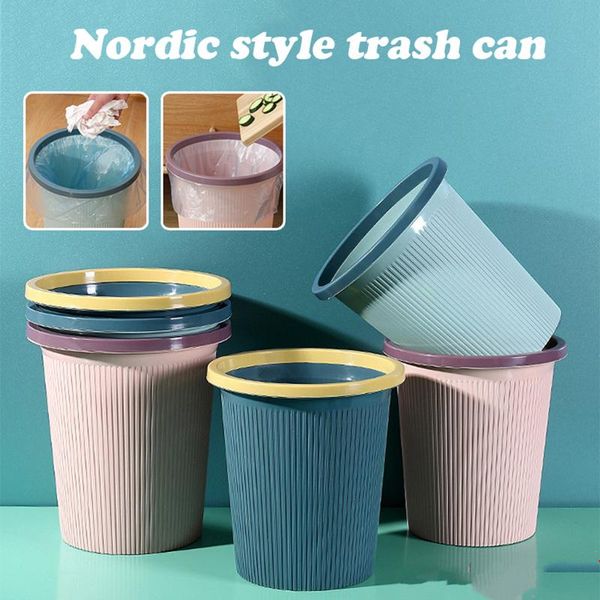 

waste bins trash can nordic minimalist style bathroom bin non-slip anti-fall wear-resistant round bedroom kitchen supply stsf666
