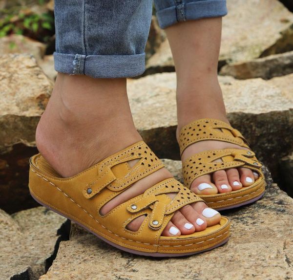

slippers beach sandals women summer shoes thick sole wedges ladies holiday shoes67hj, Black